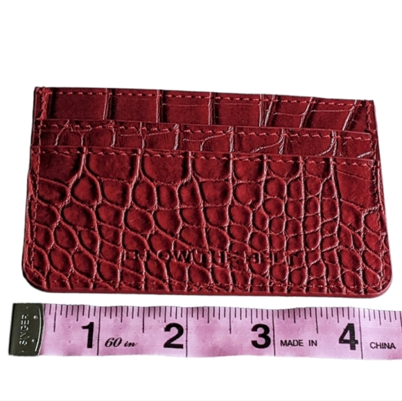 🔖NWT! B-Low The Belt Slim Minimalist Wallet Red Croc Gold Zipper Accent - Picture 7 of 7